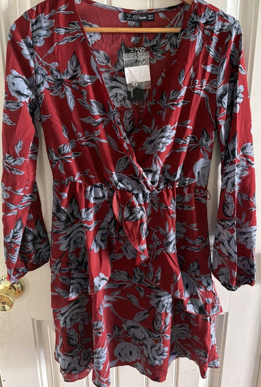 UGUEST NWT S Women’s Long Sleeve V Neck Dress Floral Mini Party Wedding Dress